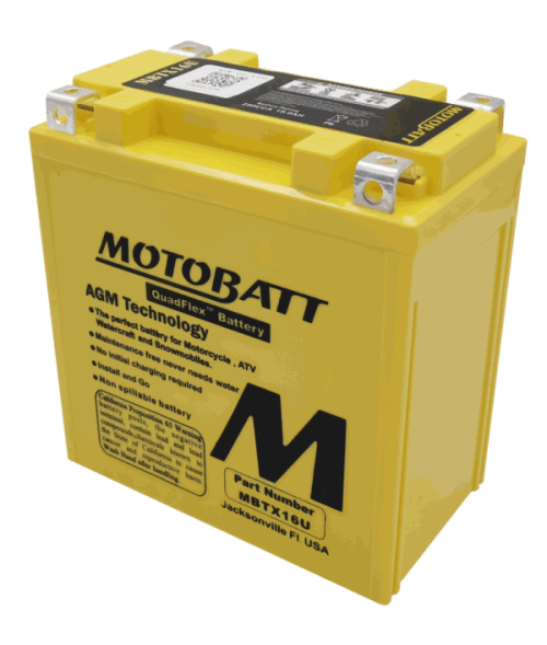 Motobatt MBTX16U AGM battery for motorcycles, ATVs, and scooters in Newcastle